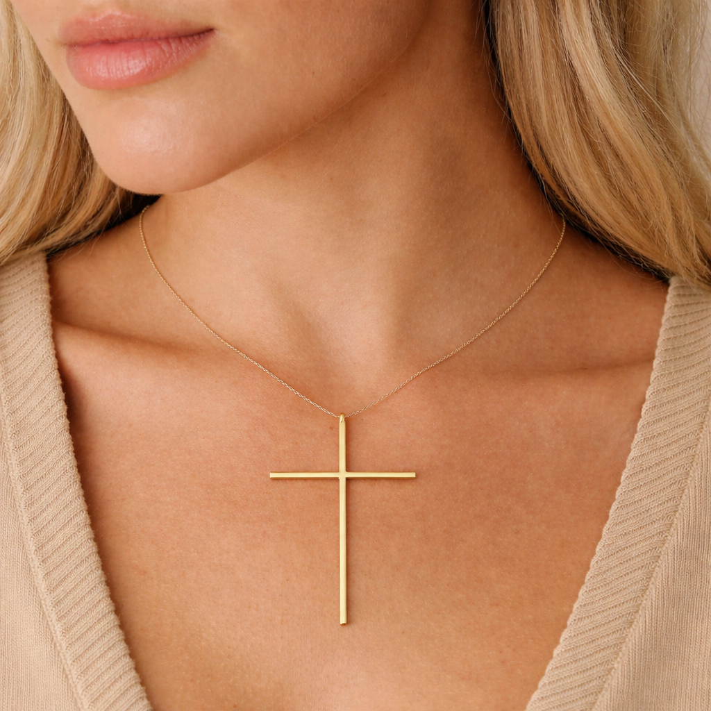 Set Cruz Lisa con Cadenita Minimalista en Oro 10K Daisy Joyeria