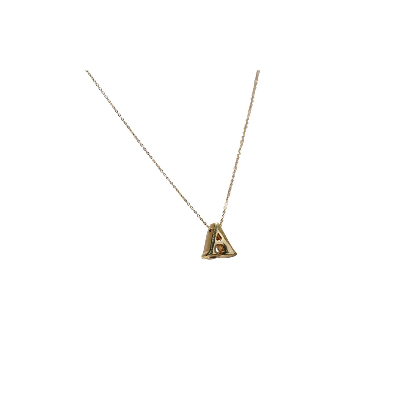 Letter 'A' pendant necklace, 14K gold, 1.8 grams