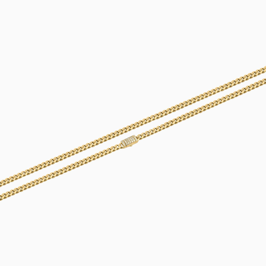 Cadena Cubana Delgada con Cierre con Piedras Pochy Jewelry