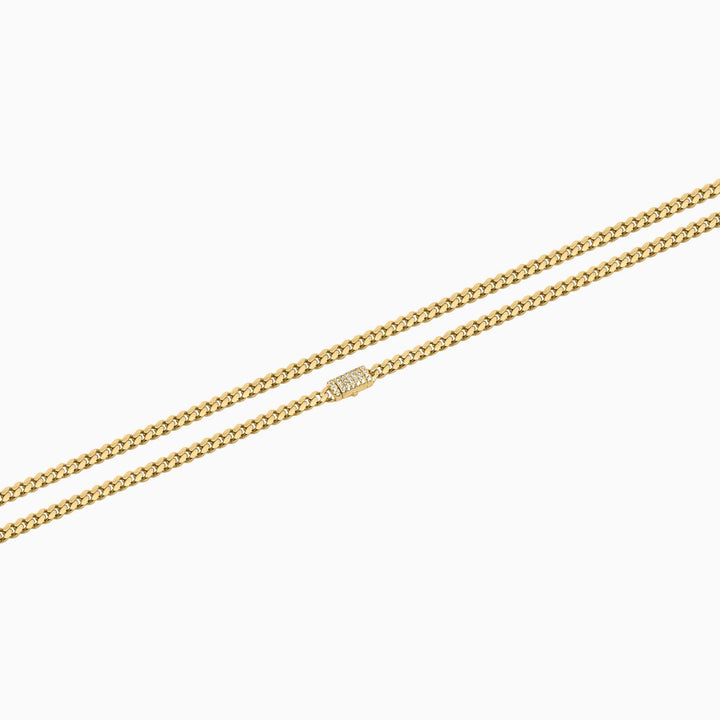 Cadena Cubana Delgada con Cierre con Piedras Pochy Jewelry