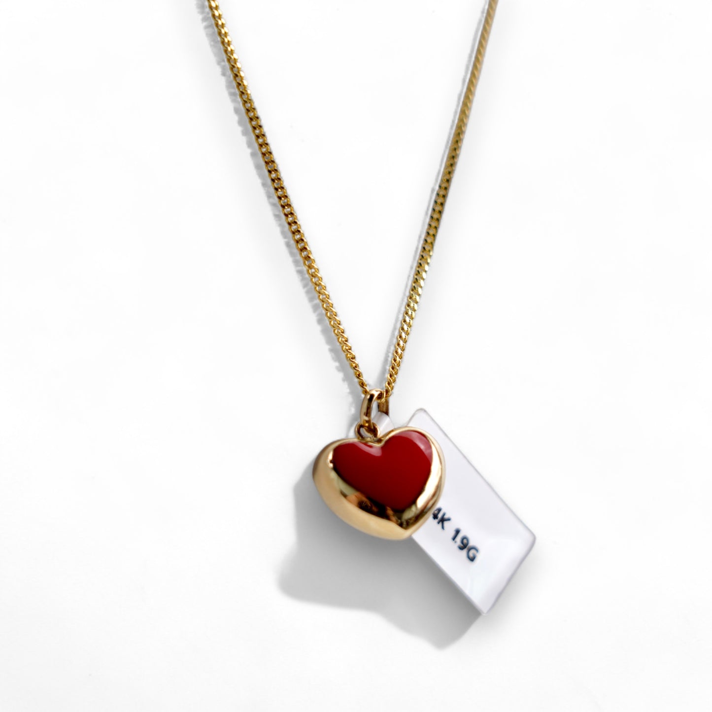 Heart pendant necklace, 14K gold, 1.9g