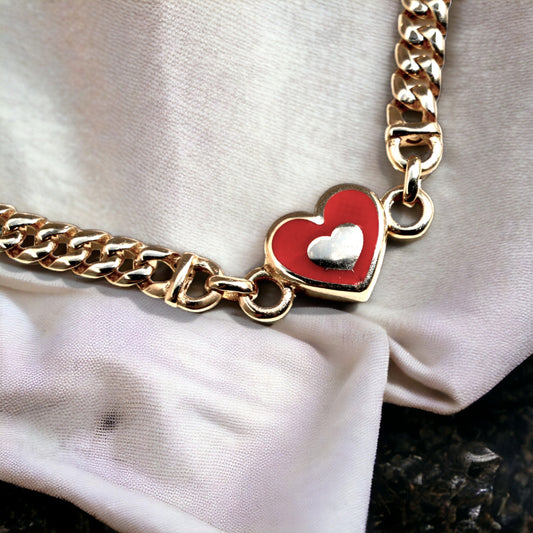 Heart pendant necklace, 14K gold, 8.5g