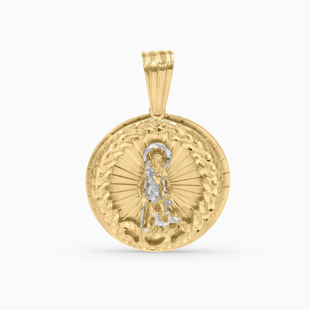 Dije Religioso de Oro 10K San Lazaro Circular Daisy Joyeria