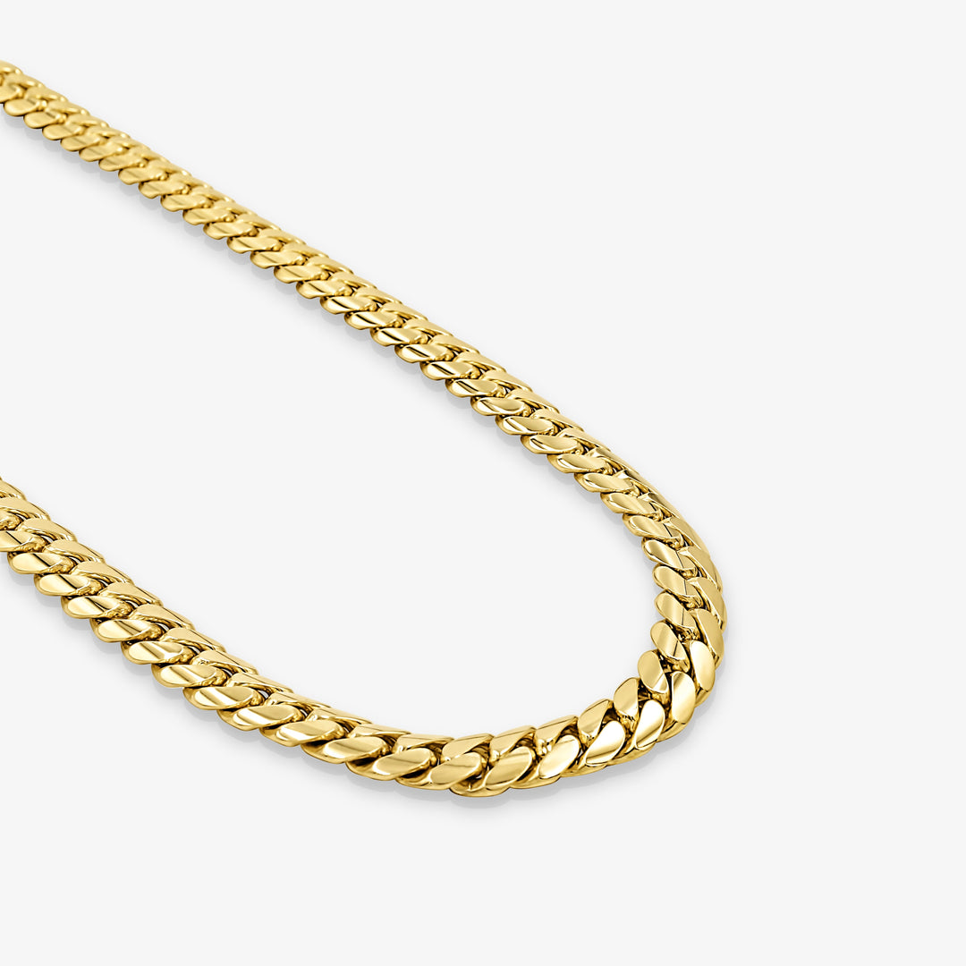 8mm Cadena Cubana - Oro Solido Hecha a Mano en Miami Daisy Joyeria