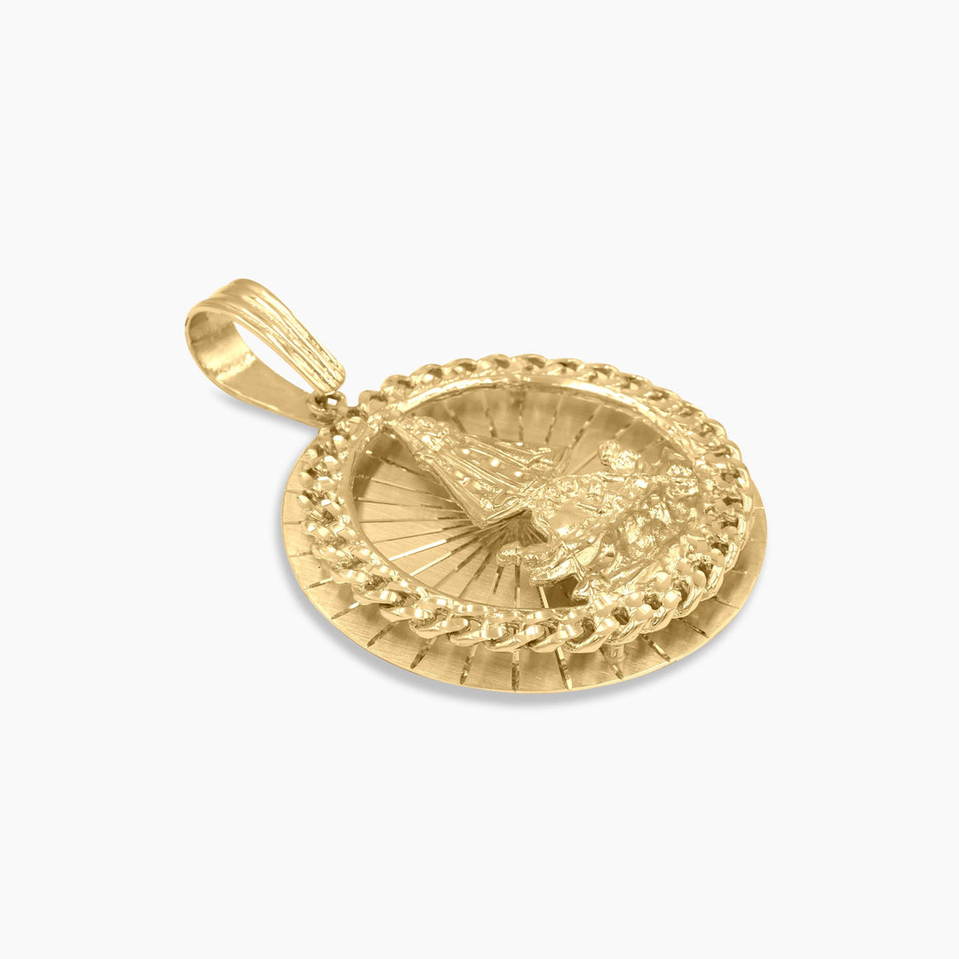 Dije Religioso de Oro 10K Virgen María Circular Daisy Joyeria