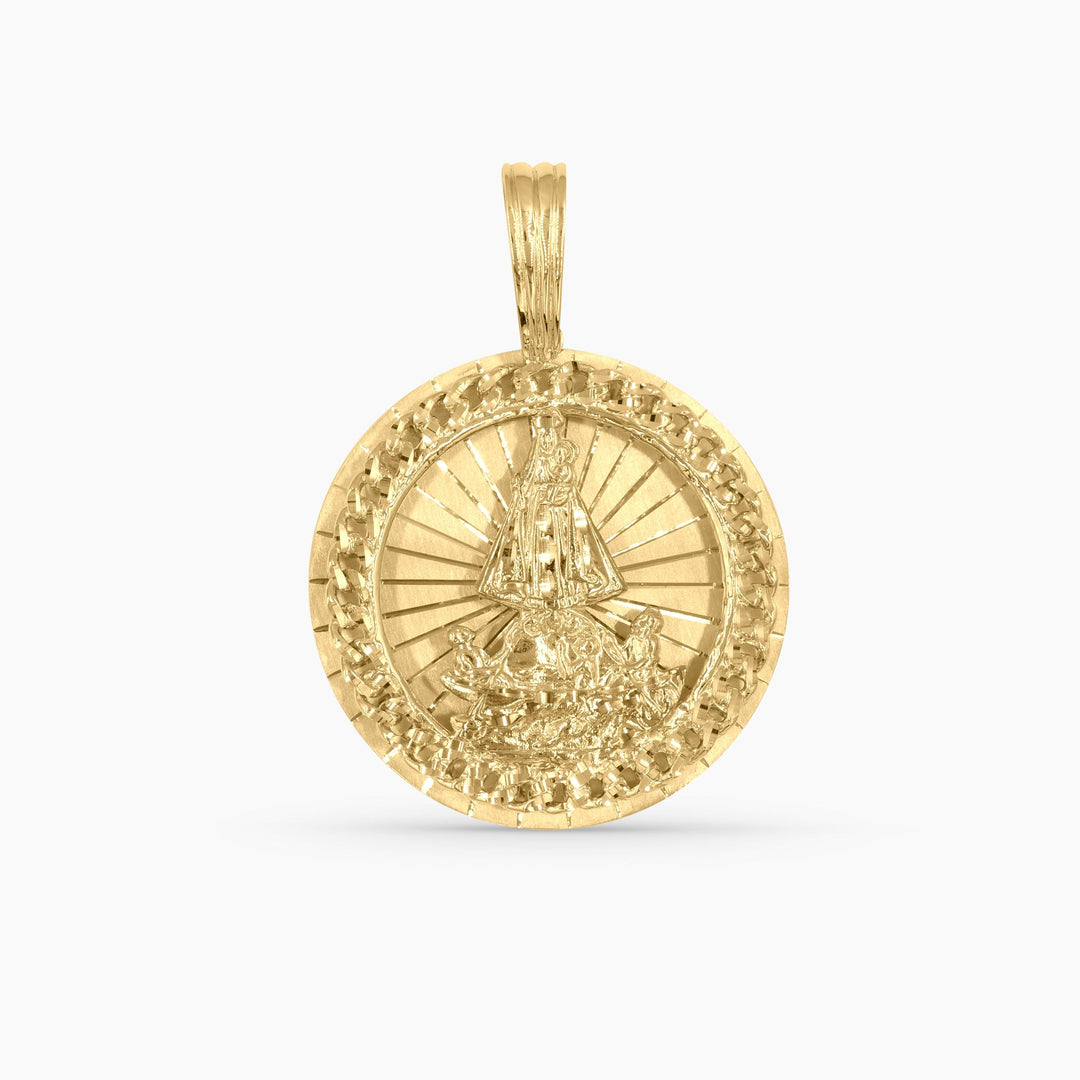 Dije Religioso de Oro 10K Virgen María Circular Daisy Joyeria