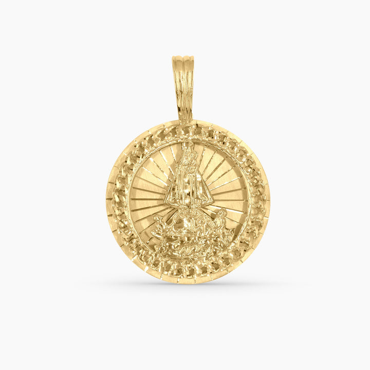 Dije Religioso de Oro 10K Virgen María Circular Daisy Joyeria