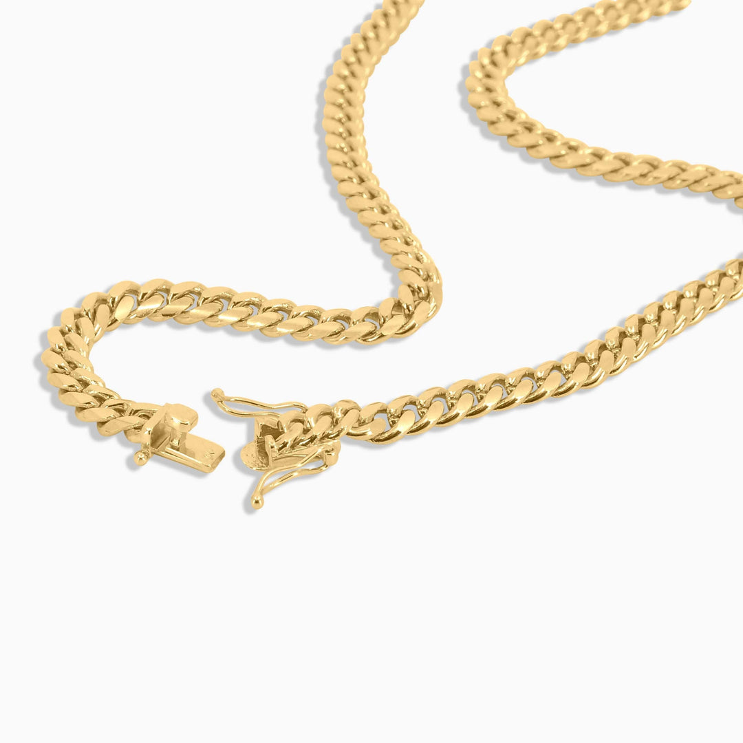 Cadena Cubana Sólida Hecha a Máquina de 3mm – Oro 10K Pochy Jewelry
