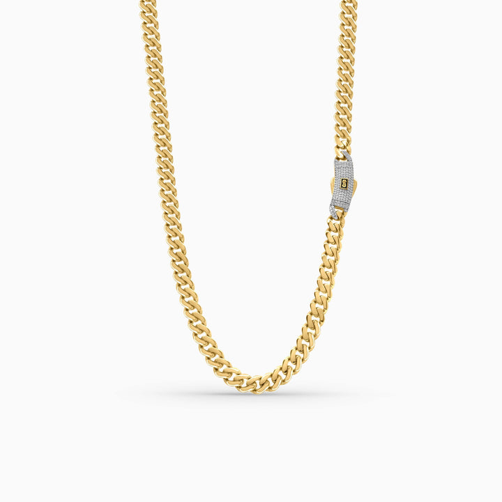 Cadena Monaco Clasica 10k con Cierre Pave Daisy Joyeria