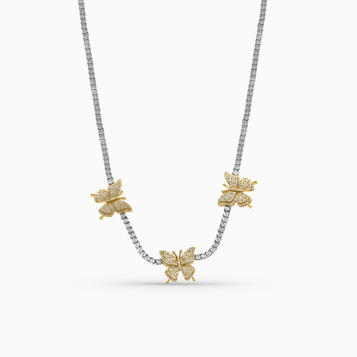 Cadena Tennis con Mariposas Pavé en 10k Daisy Joyeria