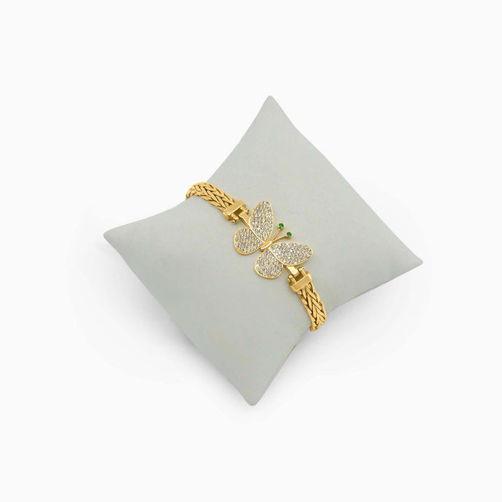 Pulsera de Oro Con Mariposa Pave en 10k Daisy Joyeria