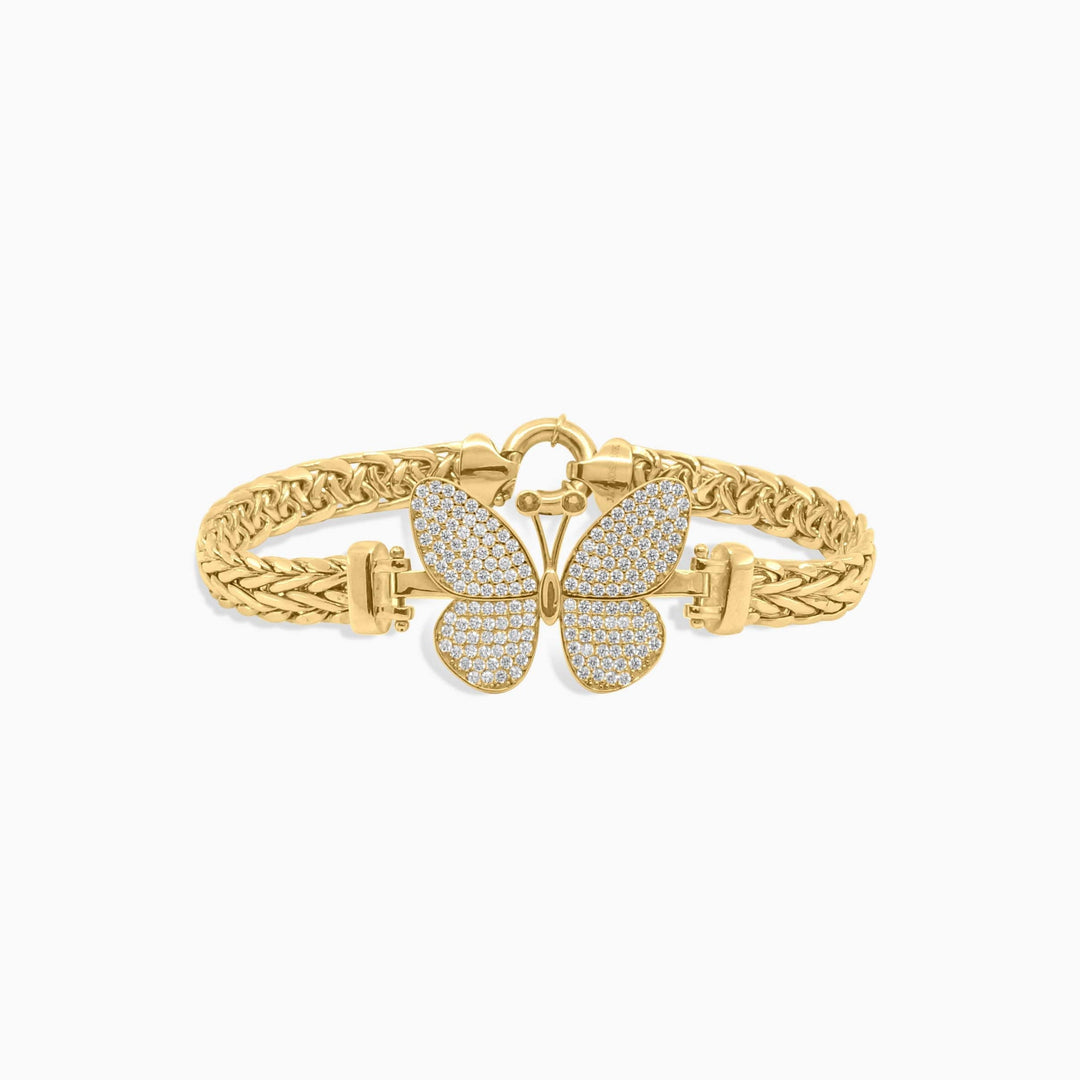 Pulsera de Oro Con Mariposa Pave en 10k Daisy Joyeria