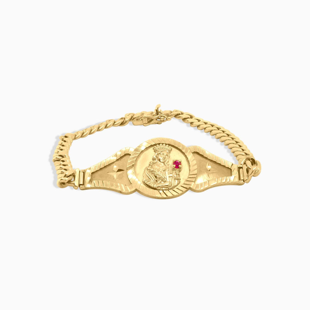 Pulsera de Oro Cubana con Chapa de Santa Barbara en 10k Daisy Joyeria
