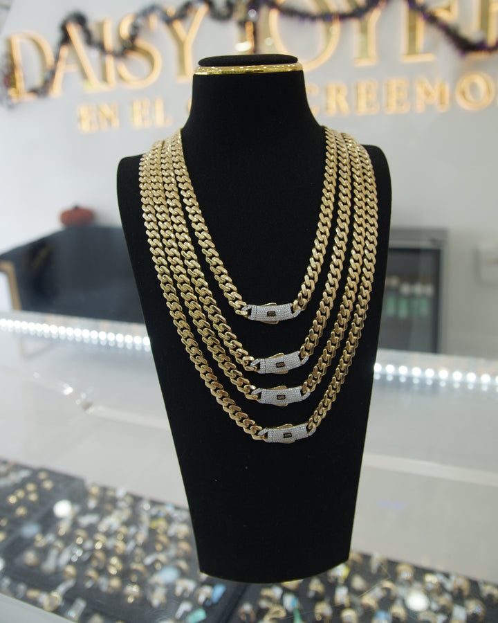 Cadena Monaco Clasica 10k con Cierre Pave Daisy Joyeria