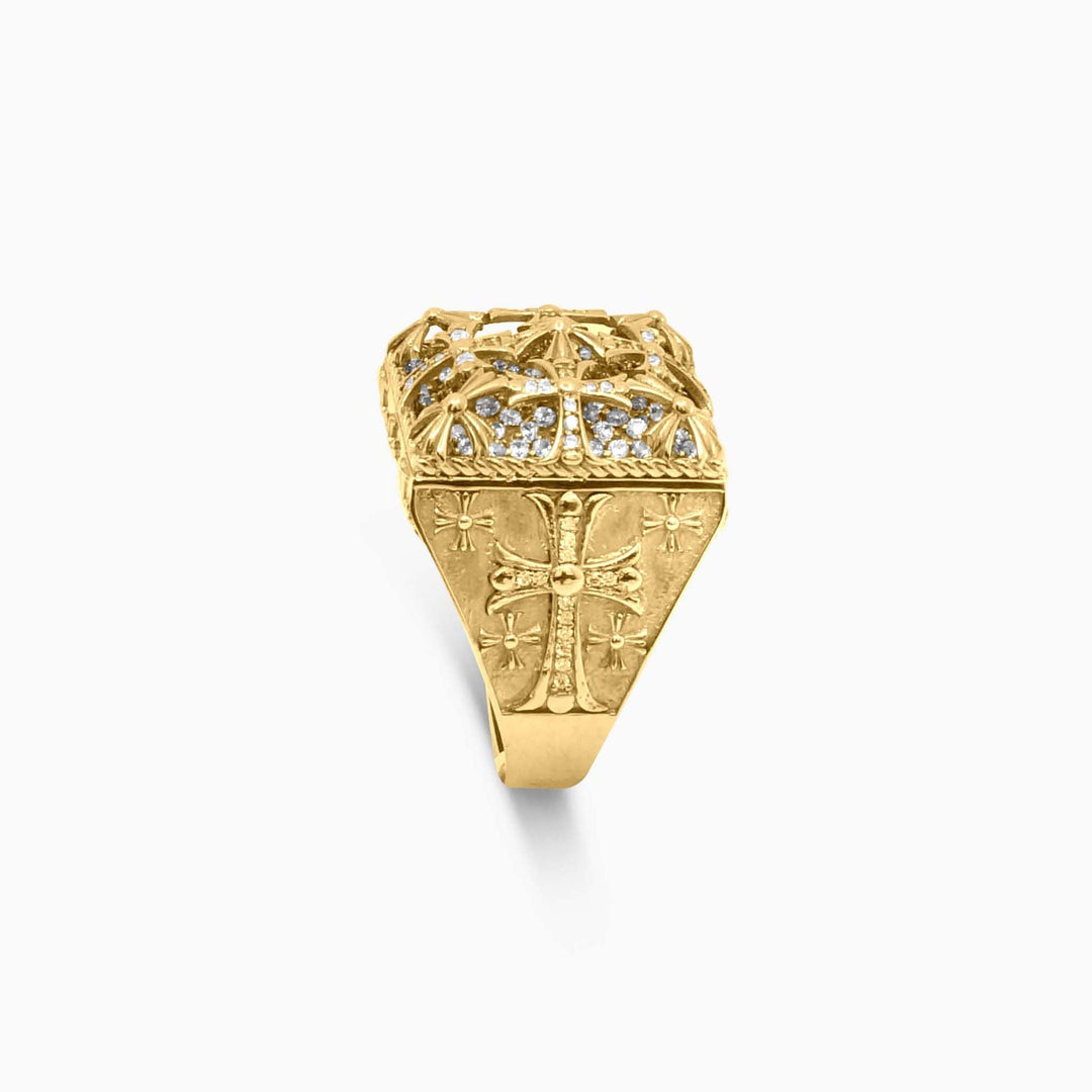 Anillo Gothico con Circonias Pavé en Oro 10K Daisy Joyeria