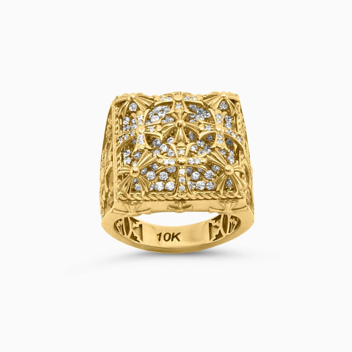 Anillo Gothico con Circonias Pavé en Oro 10K Daisy Joyeria