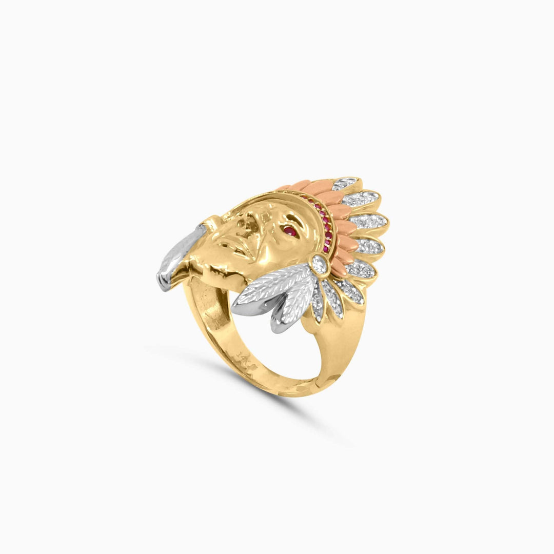 Anillo Cacique Indio Tricolor en Oro 14K Daisy Joyeria