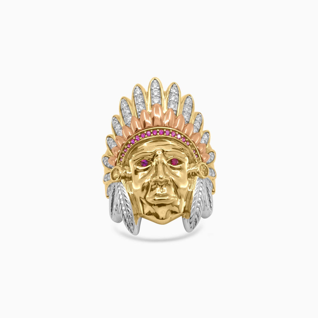 Anillo Cacique Indio Tricolor en Oro 14K Daisy Joyeria