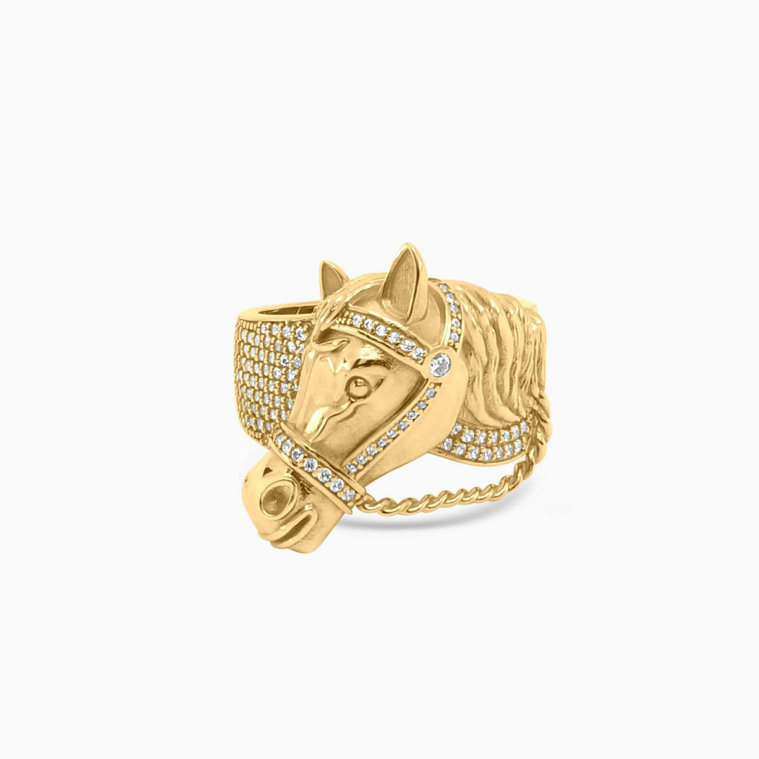Anillo Cabeza de Caballo Pavé en Oro 14K Daisy Joyeria
