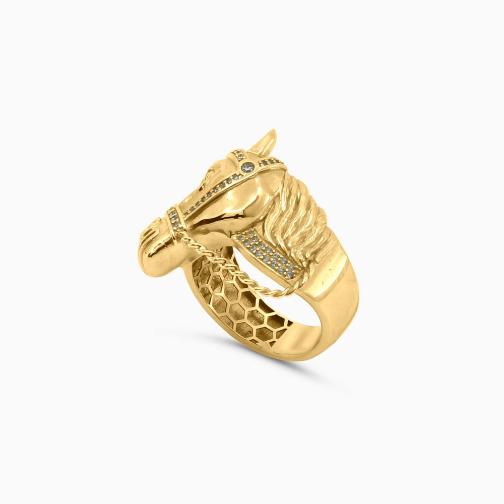 Anillo Cabeza de Caballo Pavé en Oro 14K Daisy Joyeria
