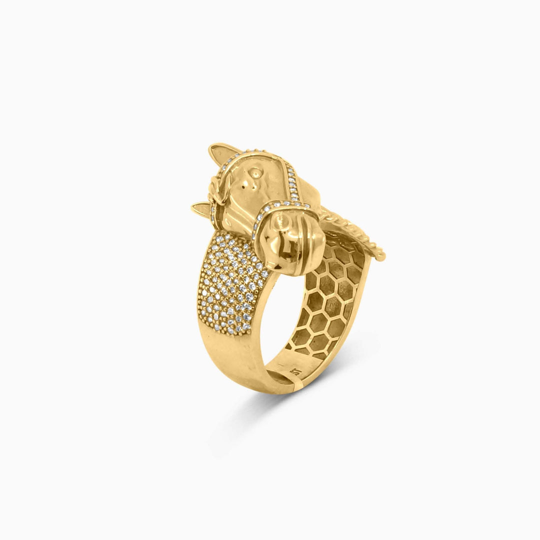 Anillo Cabeza de Caballo Pavé en Oro 14K Daisy Joyeria