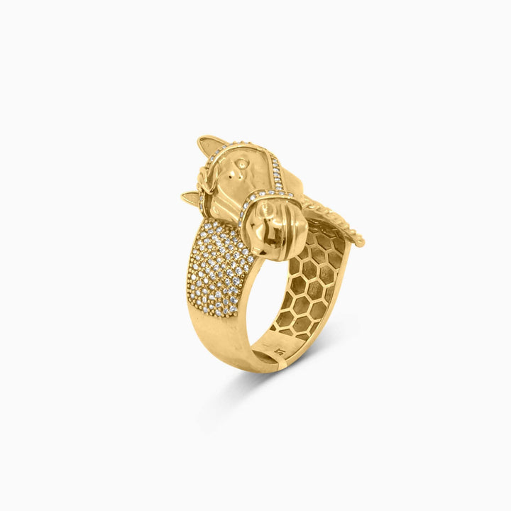 Anillo Cabeza de Caballo Pavé en Oro 14K Daisy Joyeria
