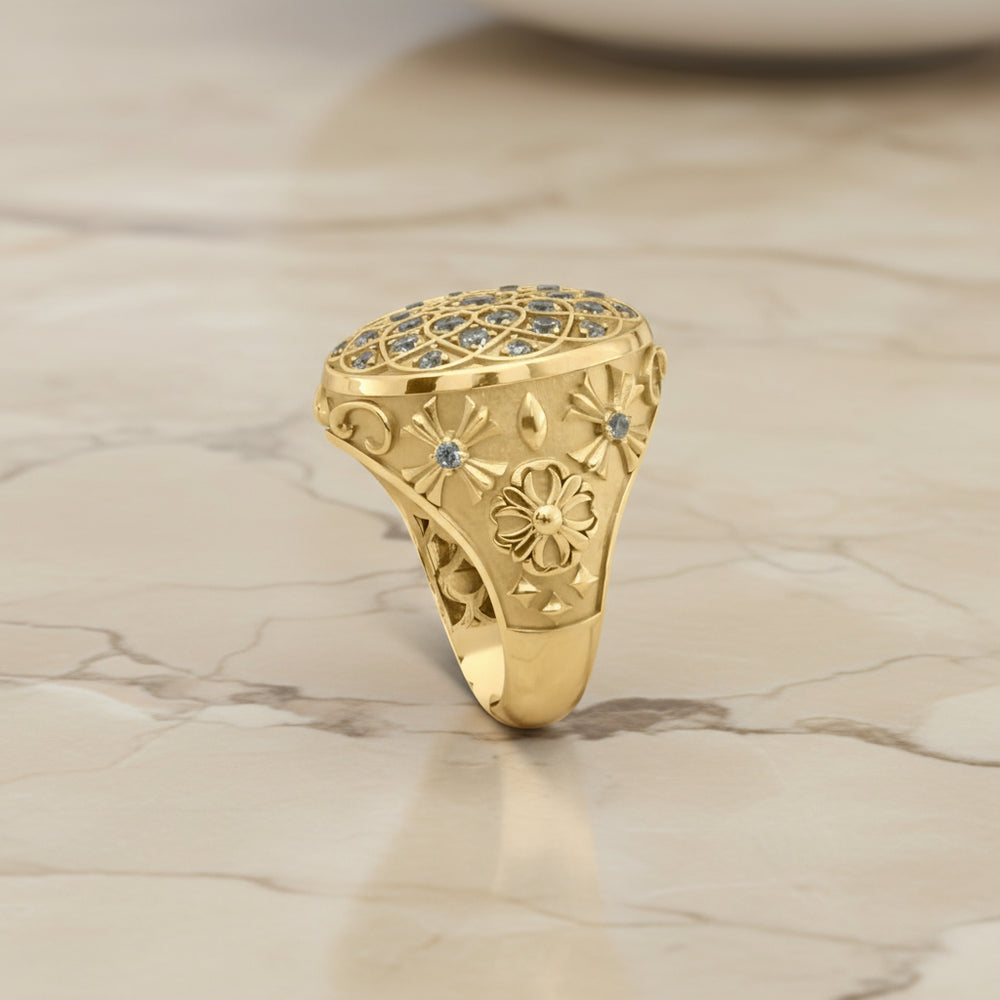 Anillo Roseta de hombre en Oro 10K Daisy Joyeria