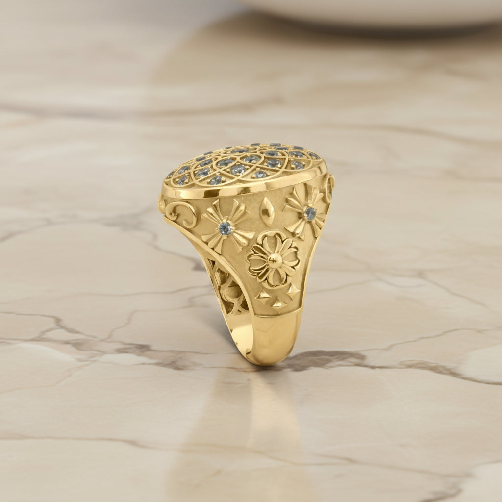 Anillo Roseta de hombre en Oro 10K Daisy Joyeria