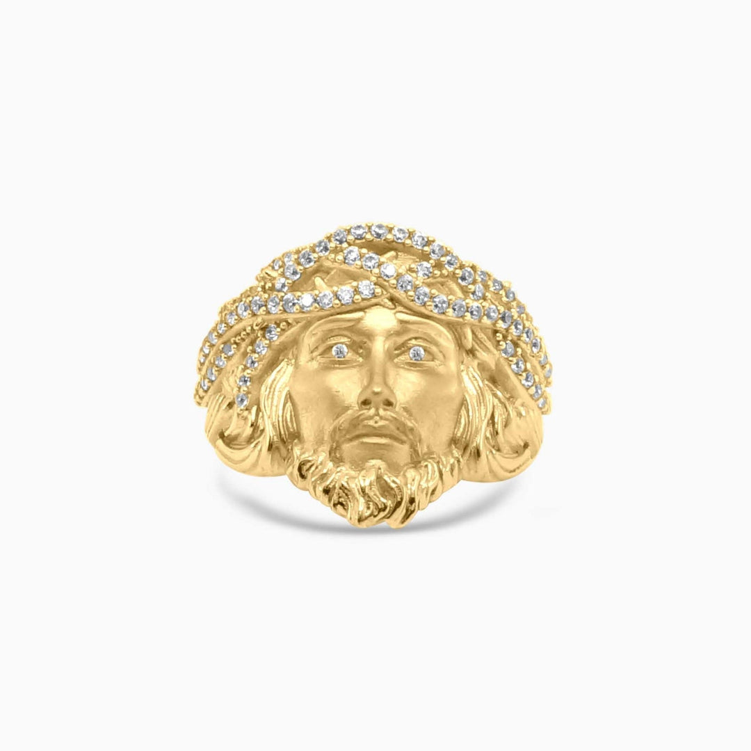 Anillo Cara de Cristo en 10K Pave Brillante Daisy Joyeria