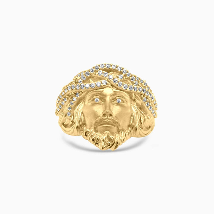 Anillo Cara de Cristo en 10K Pave Brillante Daisy Joyeria