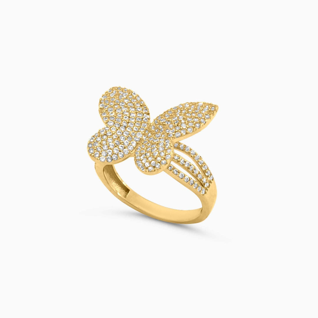 Anillo Mariposa Brillante Pave en 14k Daisy Joyeria