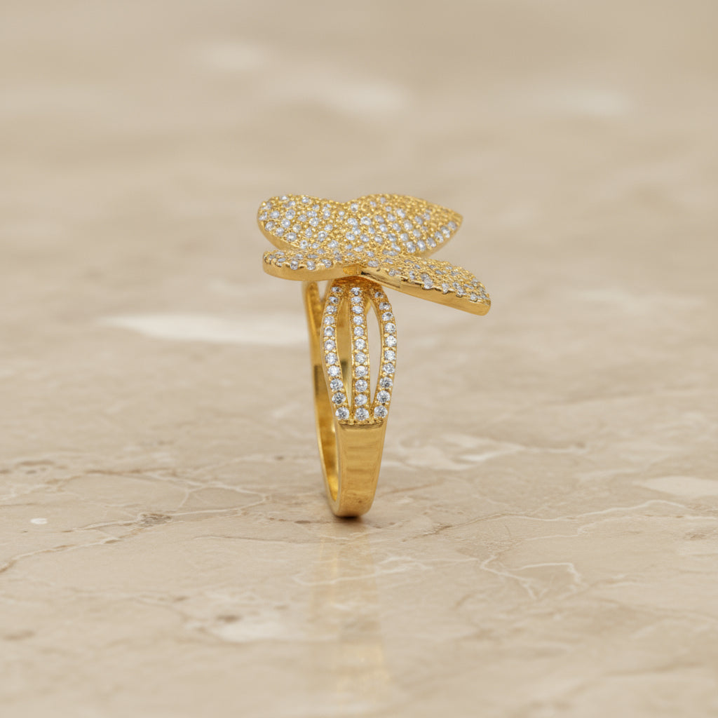 Anillo Mariposa Brillante Pave en 14k Daisy Joyeria
