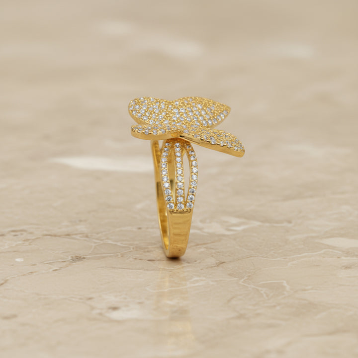 Anillo Mariposa Brillante Pave en 14k Daisy Joyeria