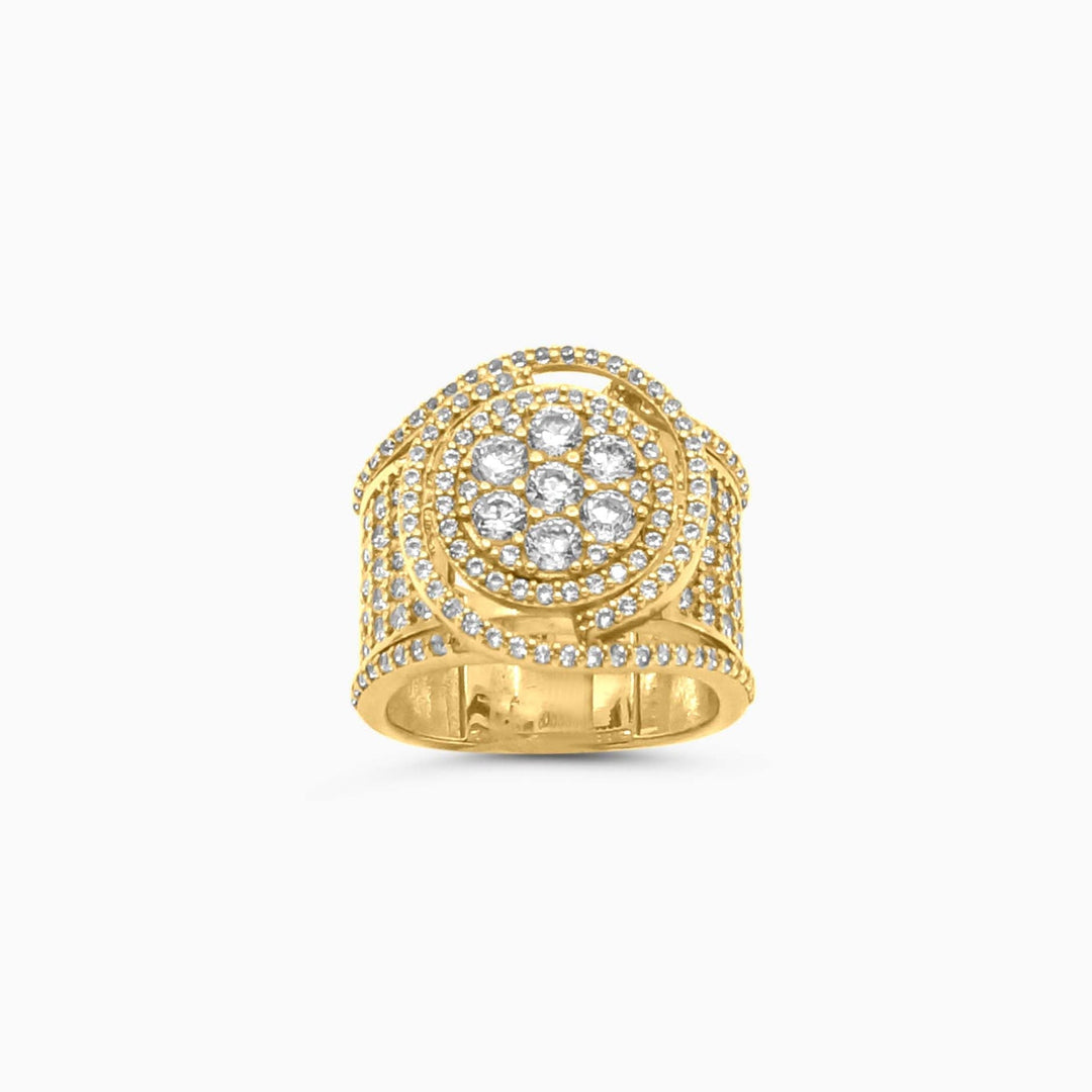 Anillo Circular Pavé Floral en Oro 10K Daisy Joyeria