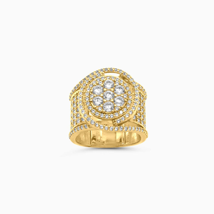 Anillo Circular Pavé Floral en Oro 10K Daisy Joyeria
