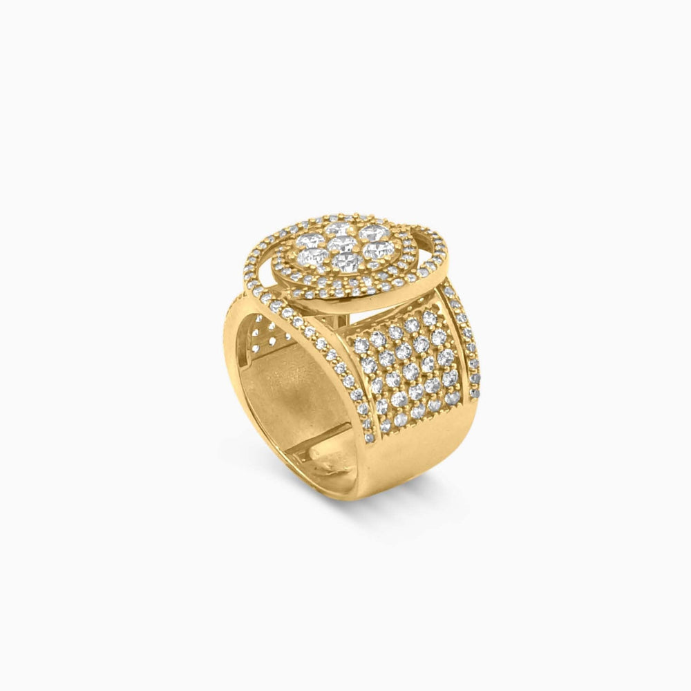 Anillo Circular Pavé Floral en Oro 10K Daisy Joyeria