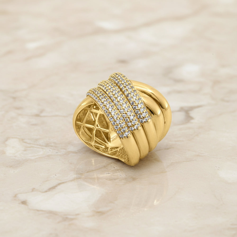 Anillo Cruzado Pavé en Oro 10K Daisy Joyeria