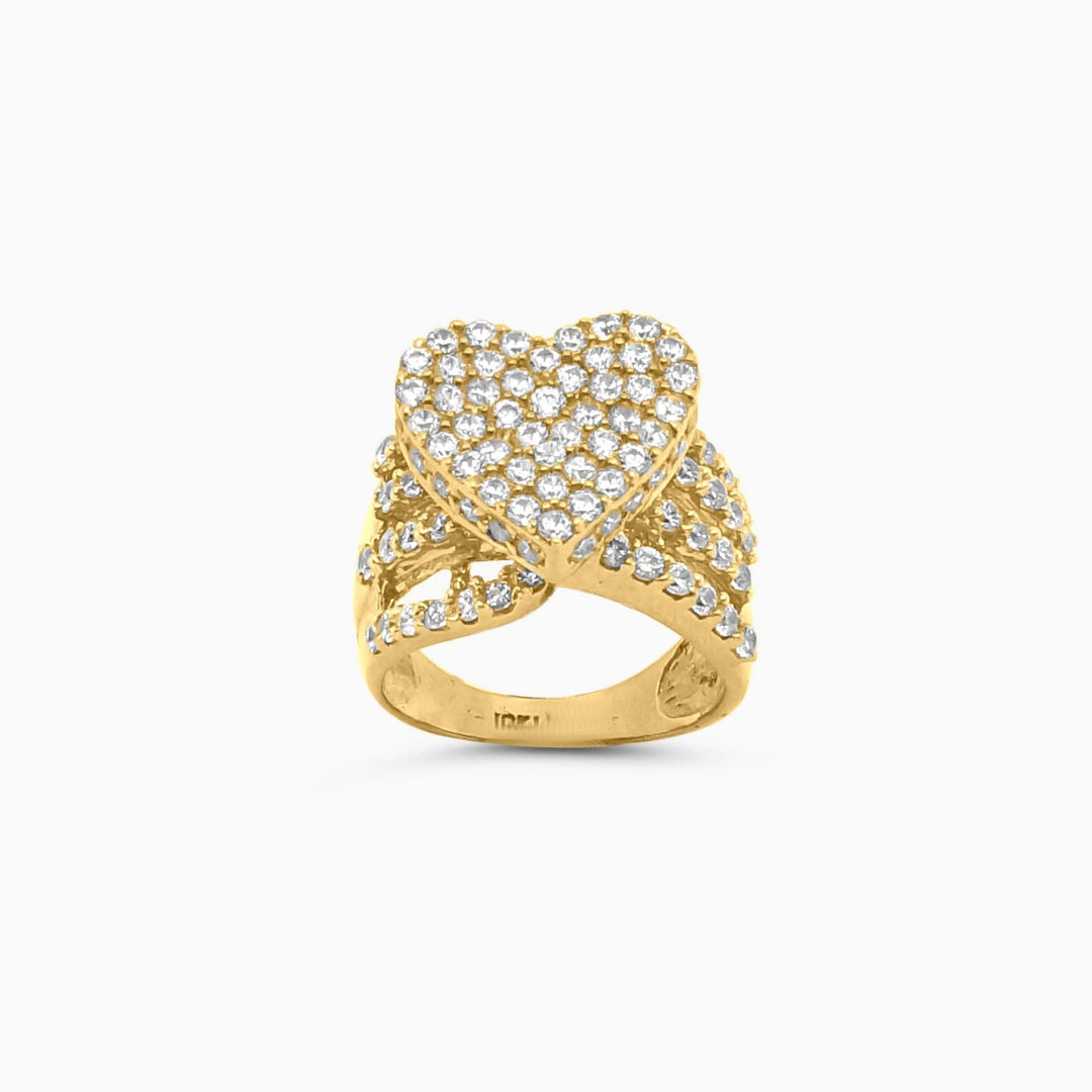 Anillo Corazón Pavé en Oro 10K Daisy Joyeria