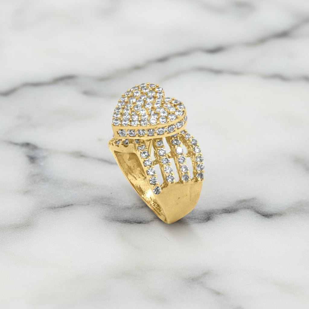 Anillo Corazón Pavé en Oro 10K Daisy Joyeria