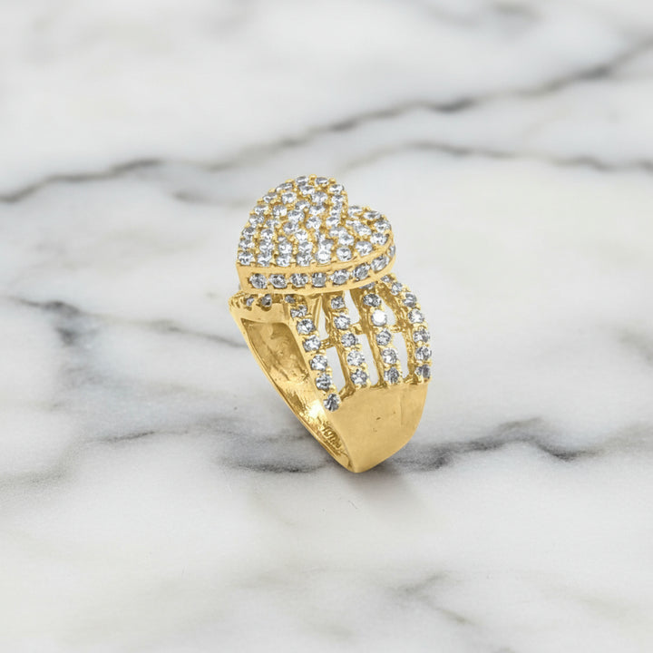 Anillo Corazón Pavé en Oro 10K Daisy Joyeria