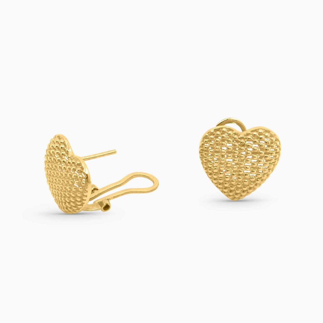 Aretes Corazon Texturizado en 10k Daisy Joyeria