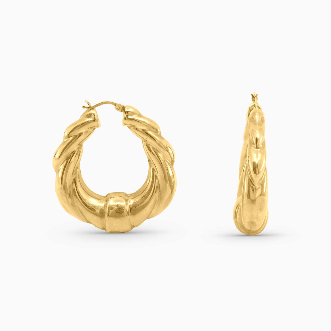 Aretes Argolla Textura Envolvente en 10k Daisy Joyeria