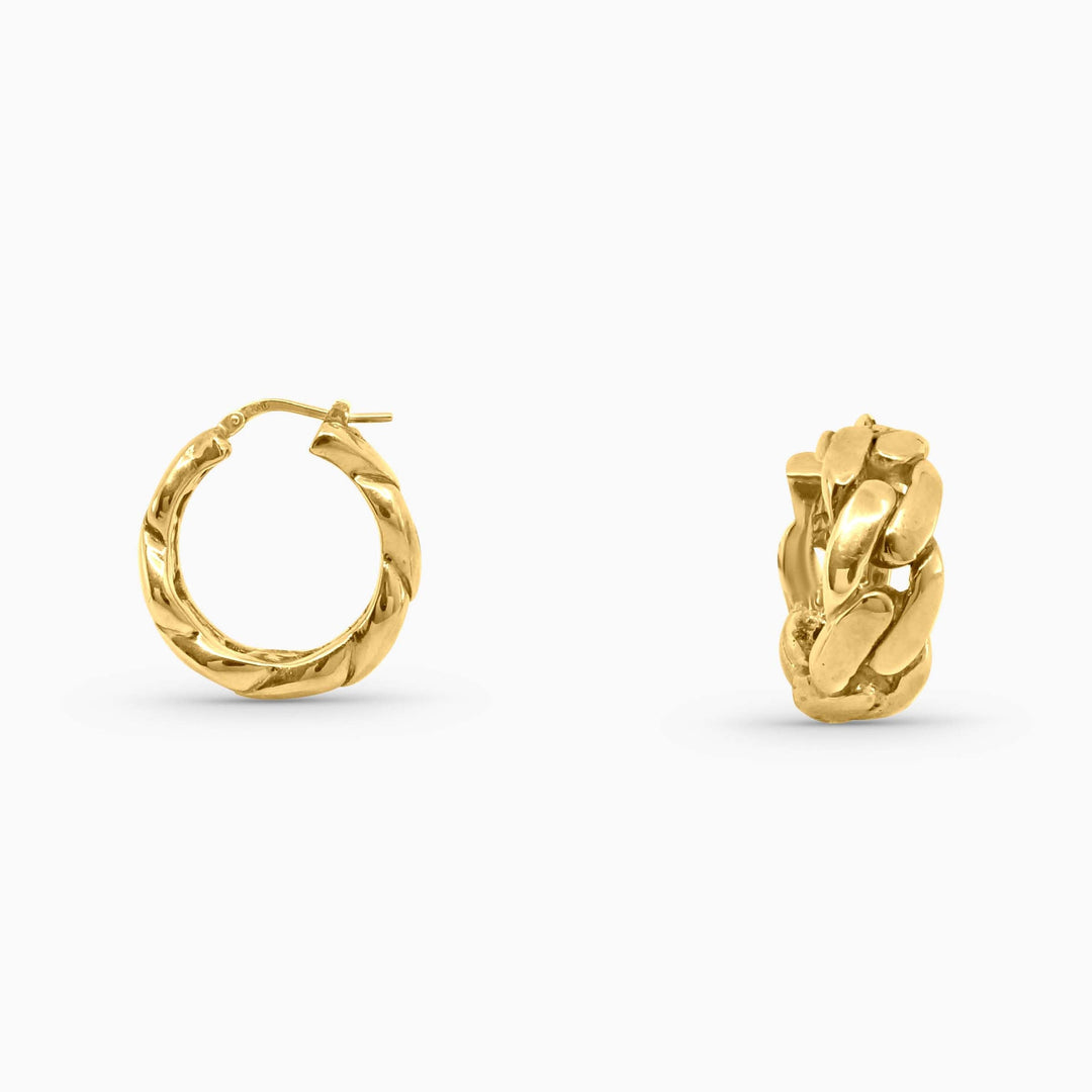 Aretes Argolla Cubana Ancha en 10k Daisy Joyeria