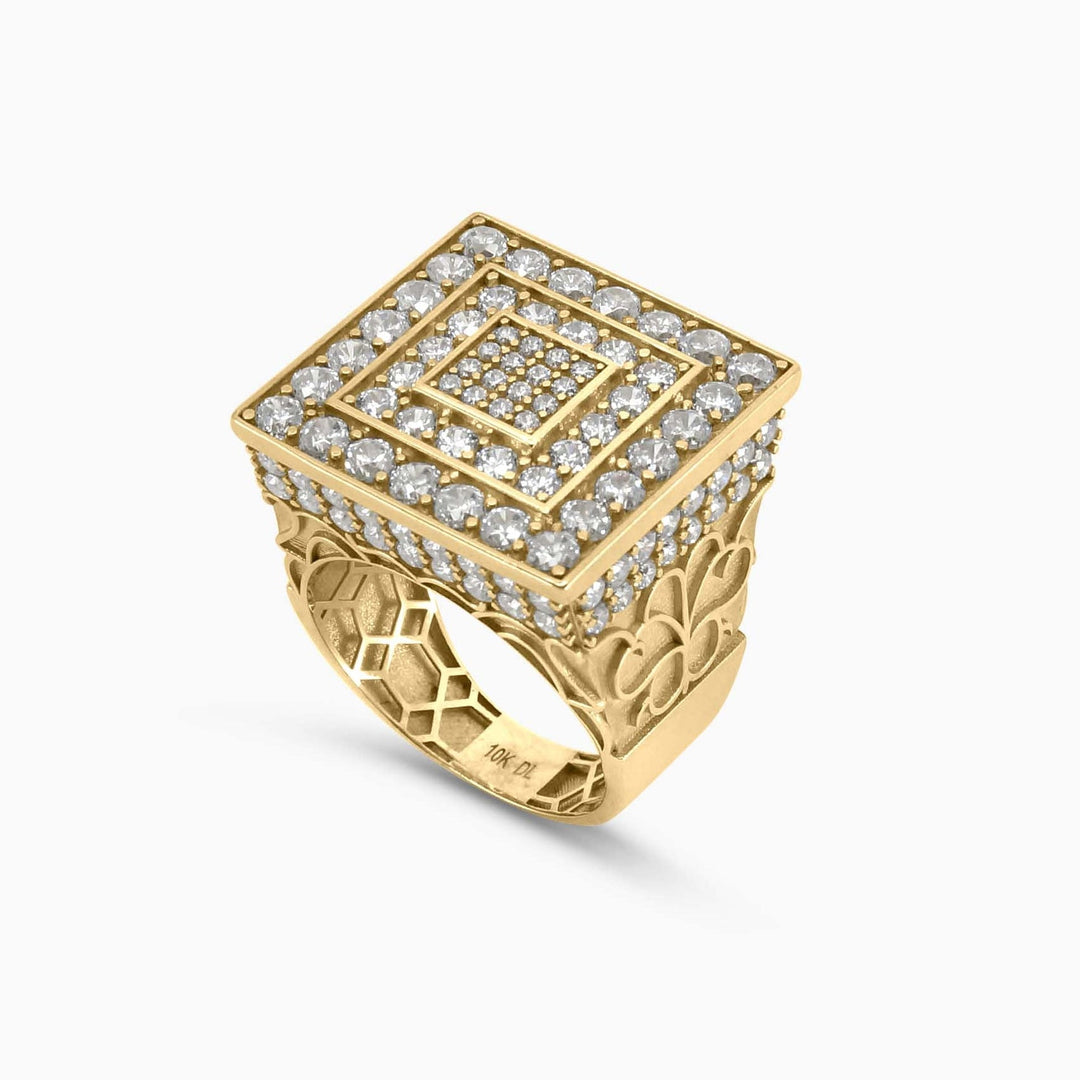 Anillo Cuadrado Roseta para Hombre en Oro 10K Pochy Jewelry