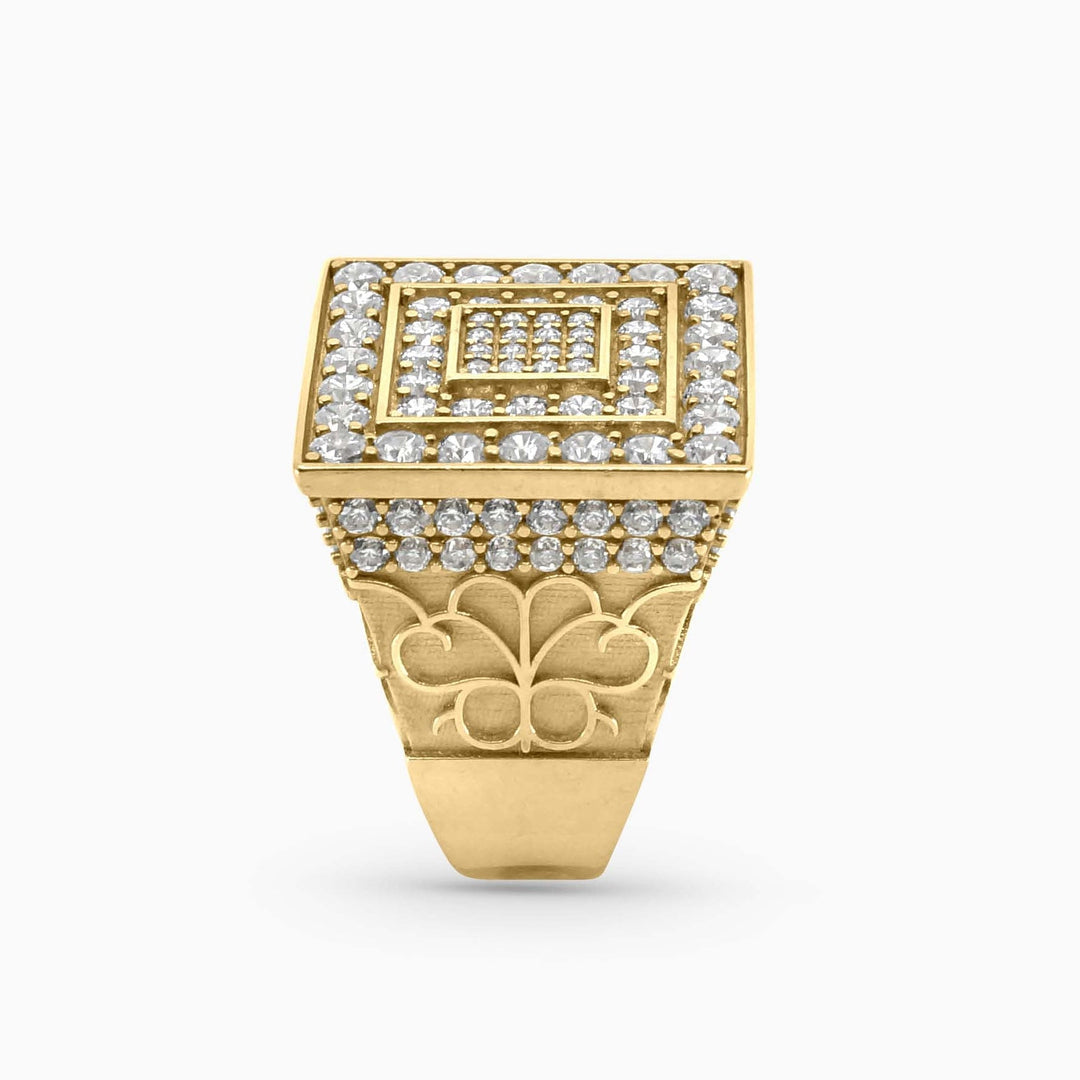 Anillo Cuadrado Roseta para Hombre en Oro 10K Pochy Jewelry