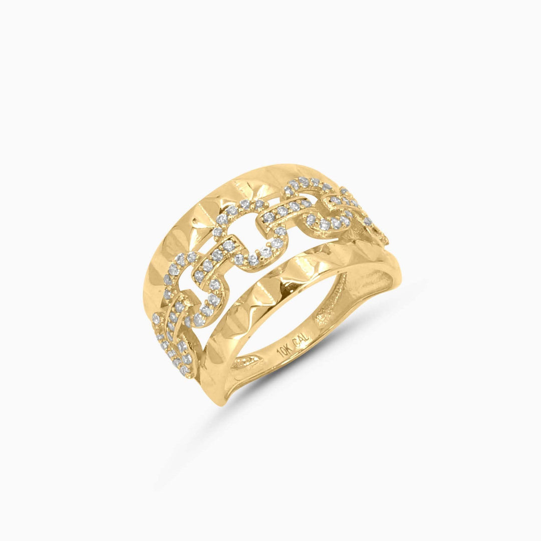 Anillo de Eslabón Fancy en Oro 10K Pochy Jewelry