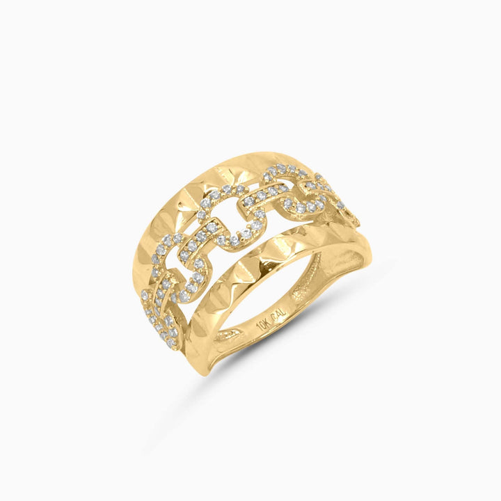Anillo de Eslabón Fancy en Oro 10K Pochy Jewelry