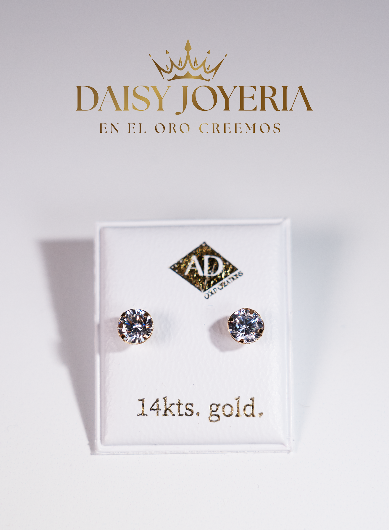 ARETES PEQUEÑOS CON PIEDRA 14K