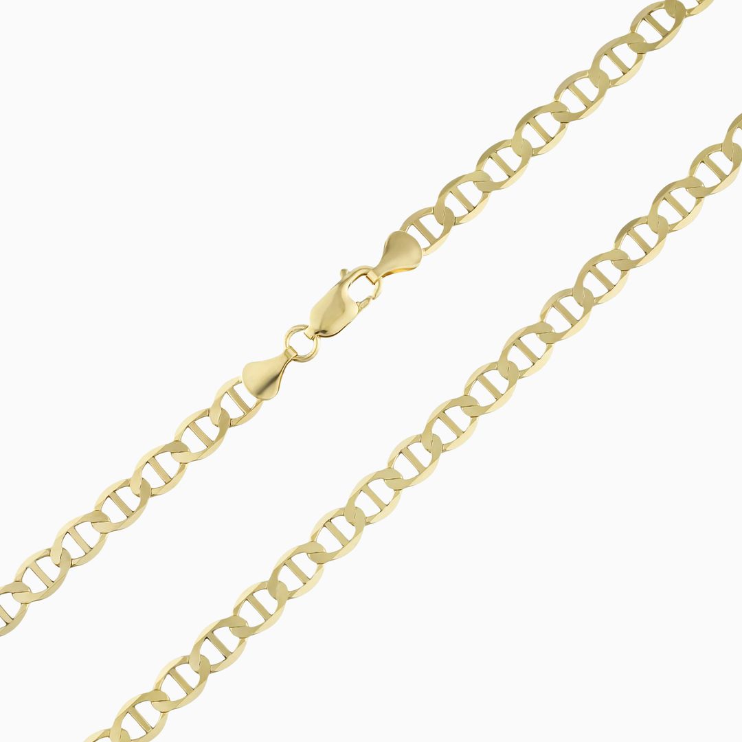 Collar de Eslabón Marinero Plano en Oro 10K Pochy Jewelry