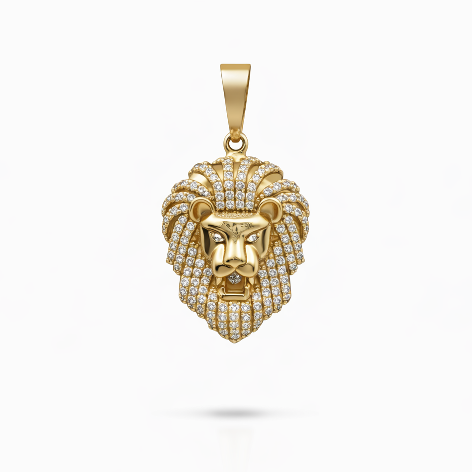 Colgante Cabeza de León con Piedras en Oro 10K Daisy Joyeria